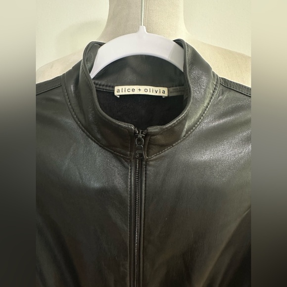 Alice + Olivia | NWOT Black Levi Vegan Leather Jumpsuit - Size US 2 - Picture 8 of 11